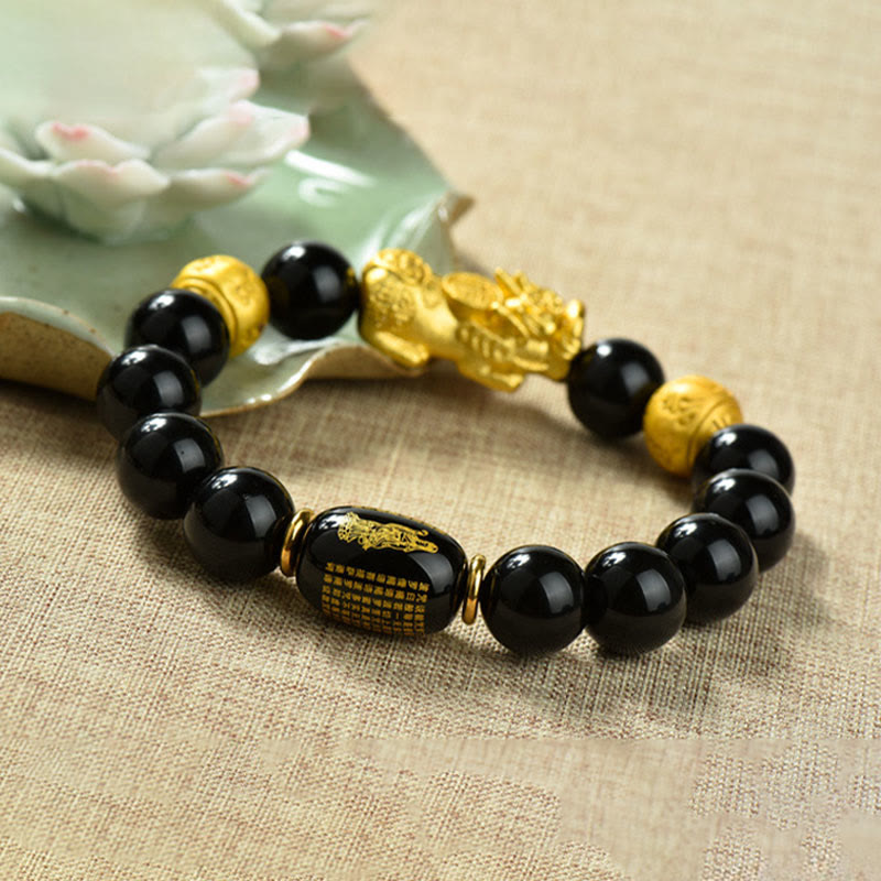 Fengshui Copper Pixiu Rainbow Obsidian Beads Wealth Bracelet - Image 27