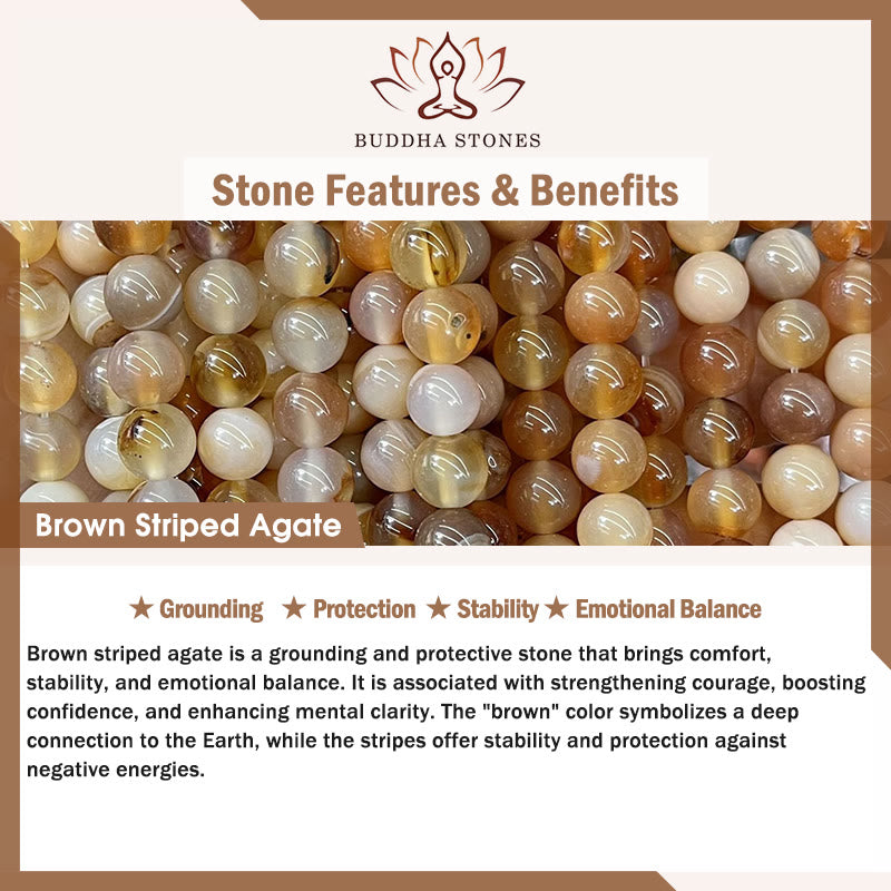 Tortoiseshell Cat Light Brown Striped Agate Black Onyx Protection Bracelet - Image 9