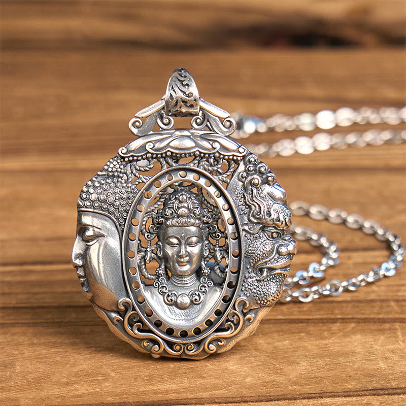 Copper Buddha Devil Pattern Serenity Pendant Necklace