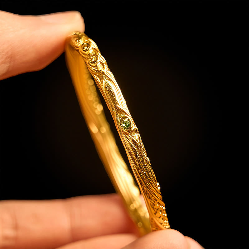 Hollow Universe Circle Design Copper Plated Gold Wealth Bracelet Bangle - Image 5