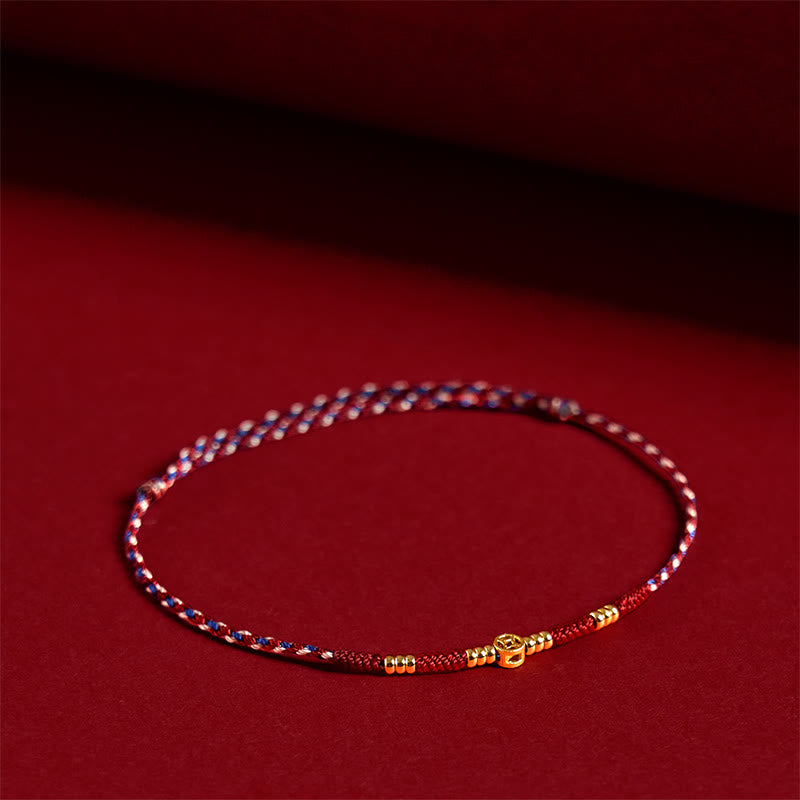 Handmade Braided Red String Copper Coins Luck Bracelet