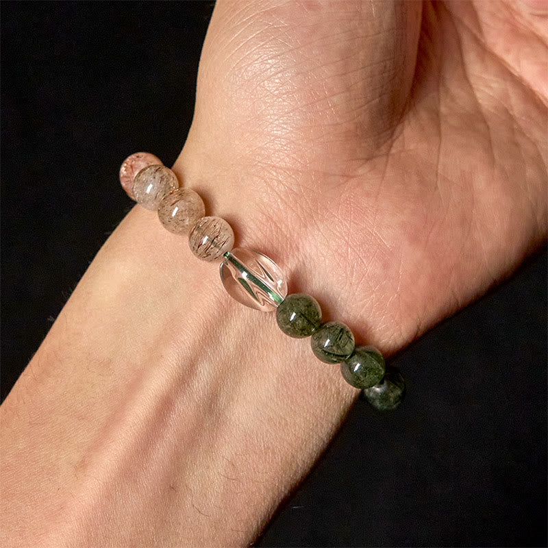 Natural Green Rutilated Quartz Super Seven Crystal Wealth Bracelet - Image 5