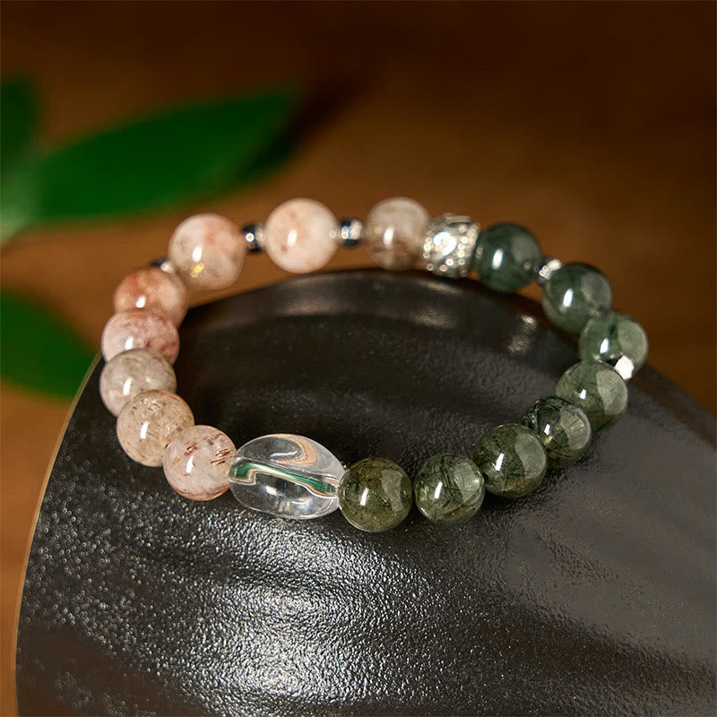 Natural Green Rutilated Quartz Super Seven Crystal Wealth Bracelet - Image 4