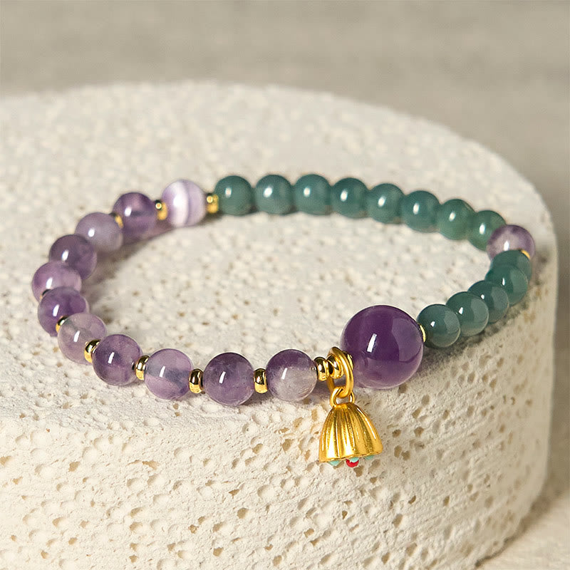 Natural Lotus Amethyst Jade Balance Bracelet