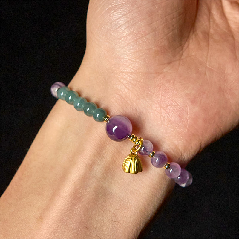 Natural Lotus Amethyst Jade Balance Bracelet - Image 4