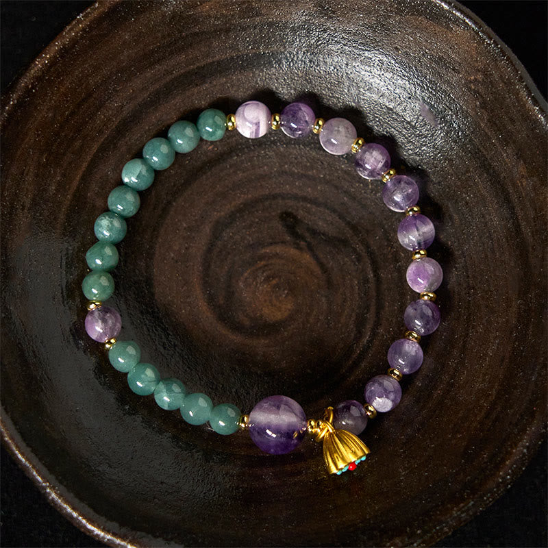 Natural Lotus Amethyst Jade Balance Bracelet - Image 3