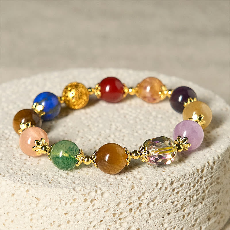 Natural Dunhuang Colorful Beads Amethyst Lazurite Balance Bracelet - Image 3