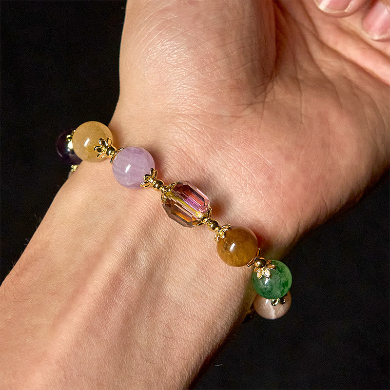 Natural Dunhuang Colorful Beads Amethyst Lazurite Balance Bracelet - Image 5