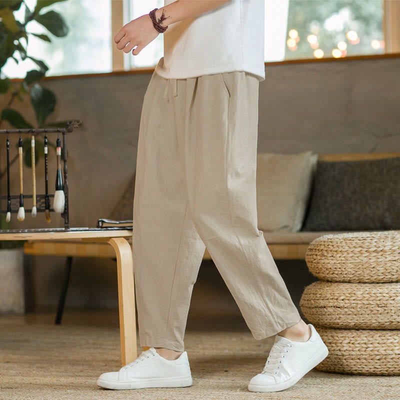 Summer Men's Cotton Pants With Pockets