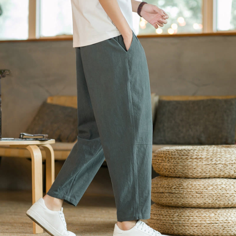 Summer Men's Cotton Pants With Pockets - Image 7