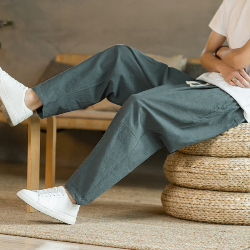 Summer Men's Cotton Pants With Pockets - Image 8