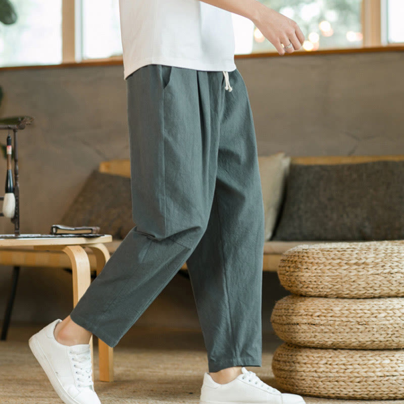 Summer Men's Cotton Pants With Pockets - Image 6