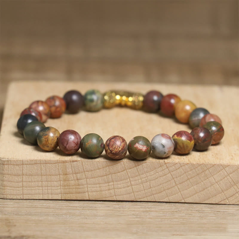 snatural Colorful Emperor Stone Lotus Pattern Anti-stress Bracelet - Image 5