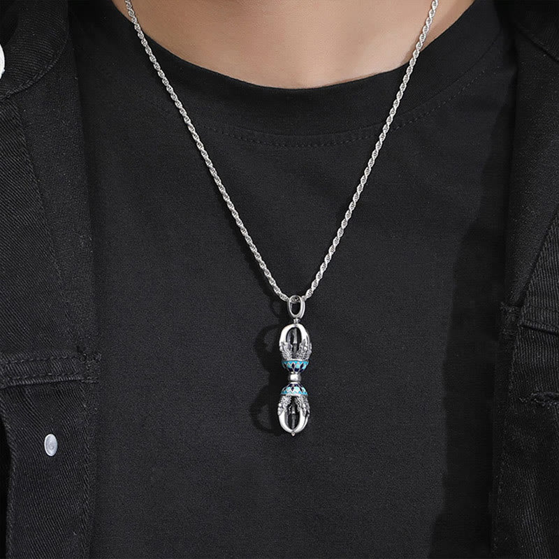 Tibetan Copper Vajra Dorje Spiritual Power Necklace Pendant - Image 4