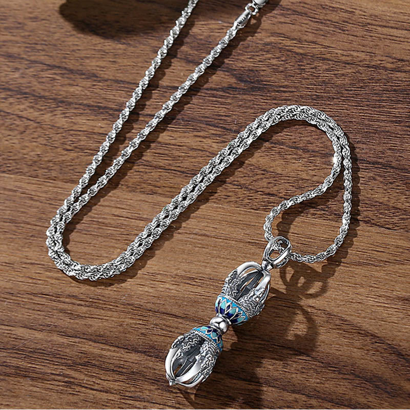 Tibetan Copper Vajra Dorje Spiritual Power Necklace Pendant - Image 3