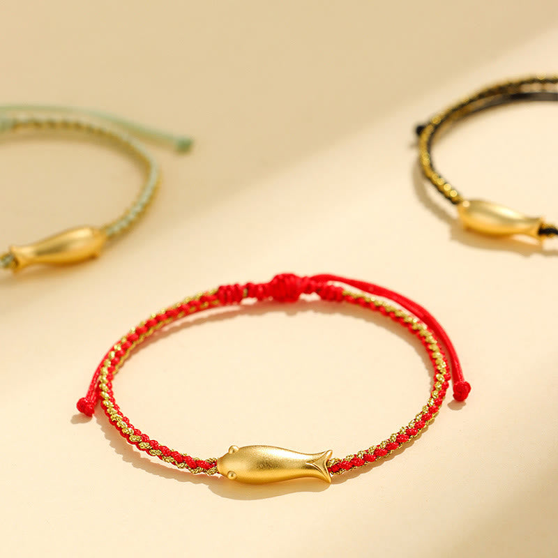 999 Sterling Silver Lucky Koi Fish Protection Rope Bracelet