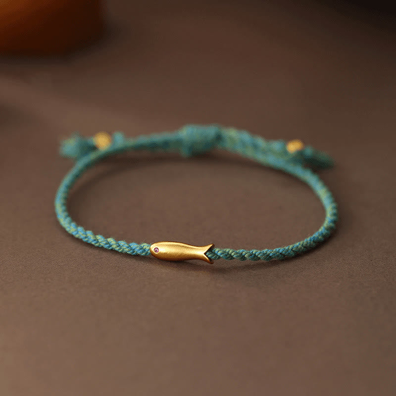 Copper Lucky Koi Fish Luck Rope Bracelet