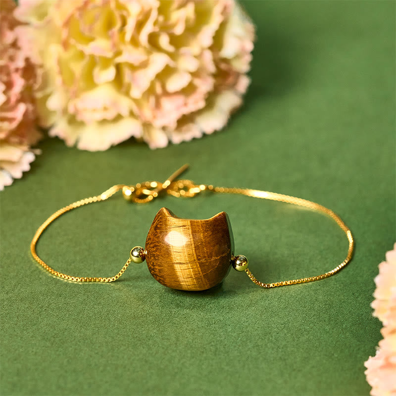 925 Sterling Silver Cat Tiger Eye Protection Bracelet