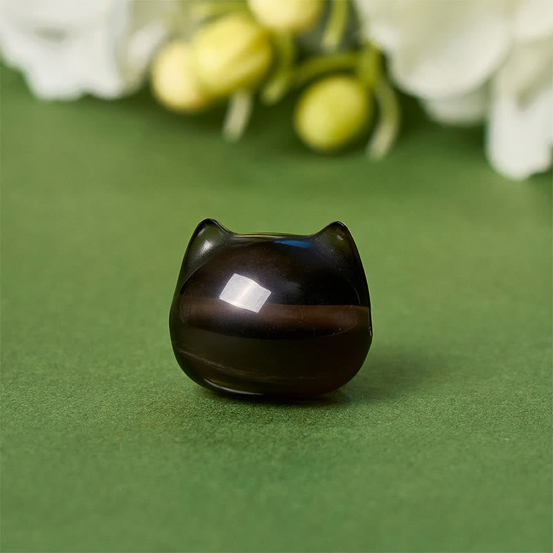 925 Sterling Silver Cat Natural Ice Obsidian Positive Bracelet - Image 10