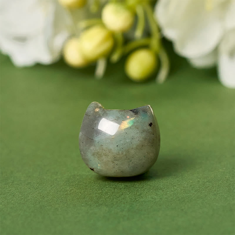 925 Sterling Silver Faceless Cat Head Natural Labradorite Healing Bracelet - Image 9