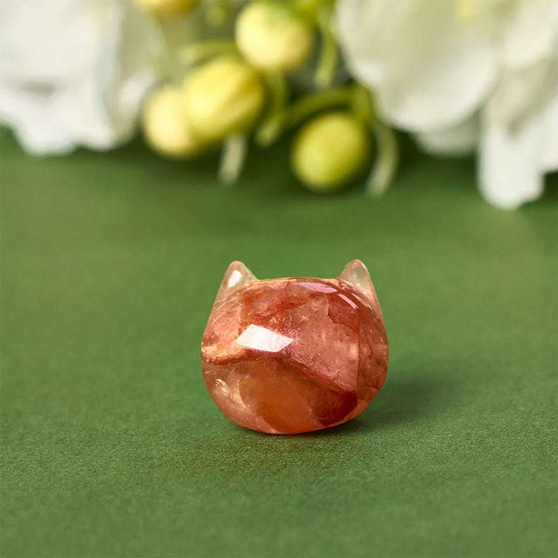 925 Sterling Silver Faceless Cat Head Natural Red Flower Quartz Passion Bracelet - Image 10