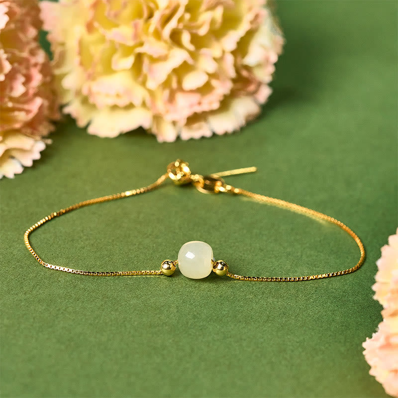 925 Sterling Silver Natural Jade Bead Abundance Chain Bracelet - Image 15