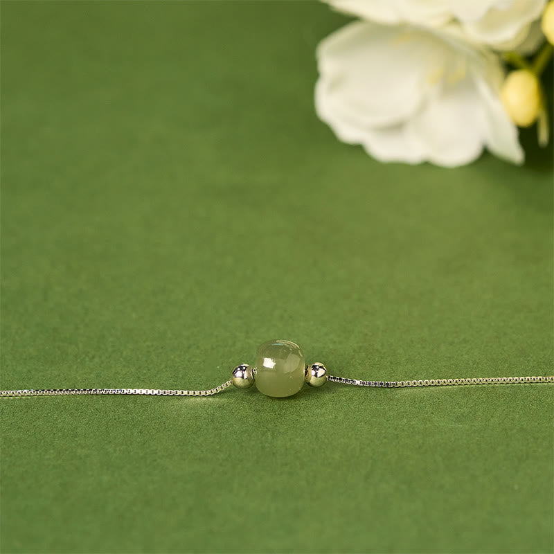 925 Sterling Silver Natural Jade Bead Abundance Chain Bracelet - Image 12