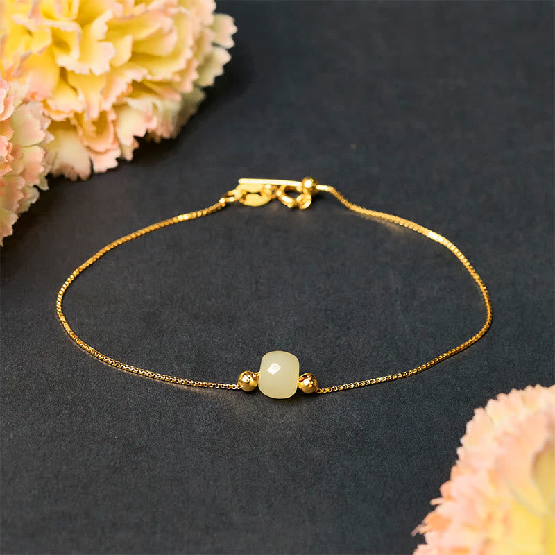 925 Sterling Silver Natural Jade Bead Abundance Chain Bracelet - Image 14