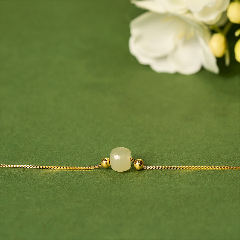 925 Sterling Silver Natural Jade Bead Abundance Chain Bracelet - Image 16