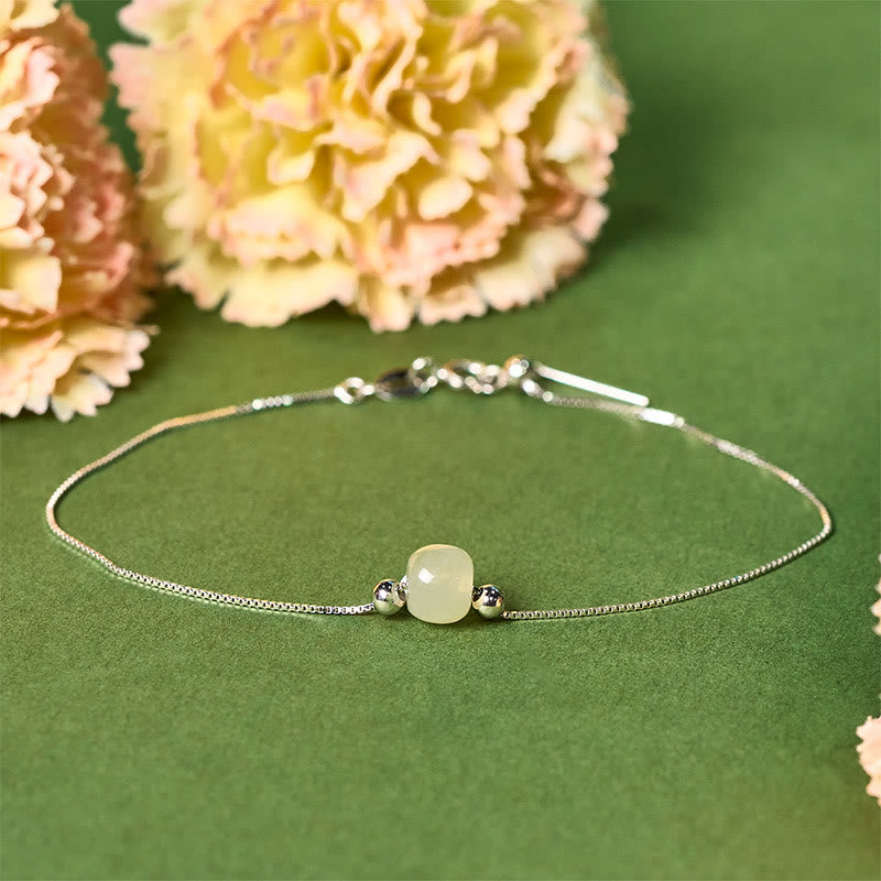 925 Sterling Silver Natural Jade Bead Abundance Chain Bracelet - Image 19