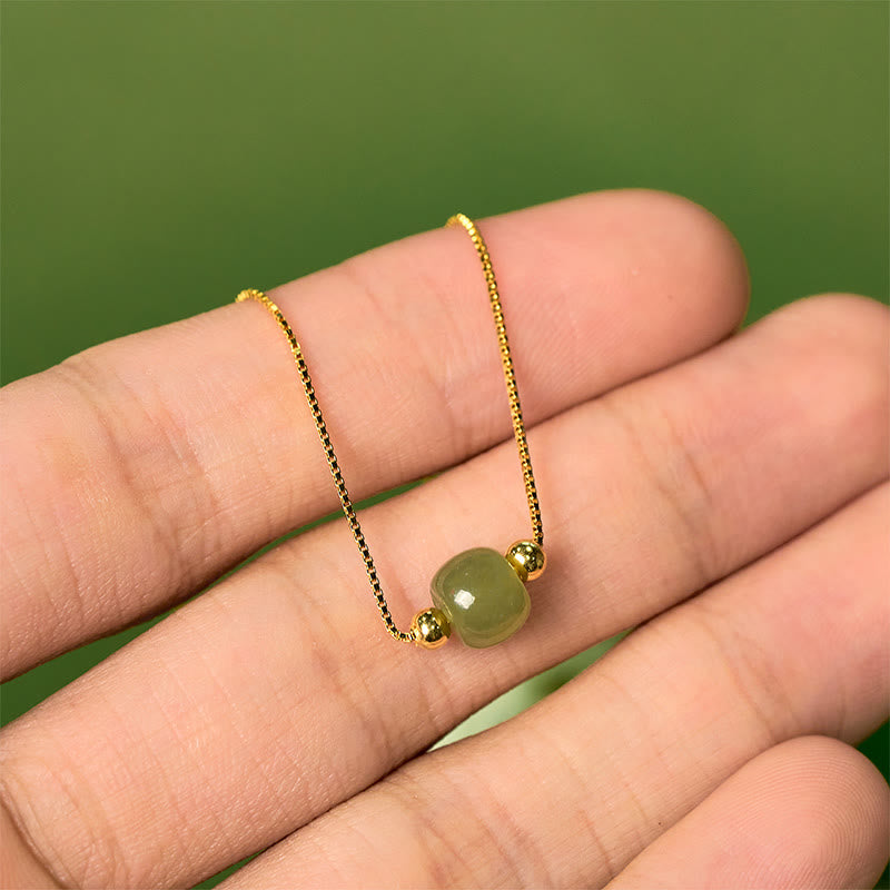 925 Sterling Silver Natural Jade Bead Abundance Chain Bracelet - Image 3