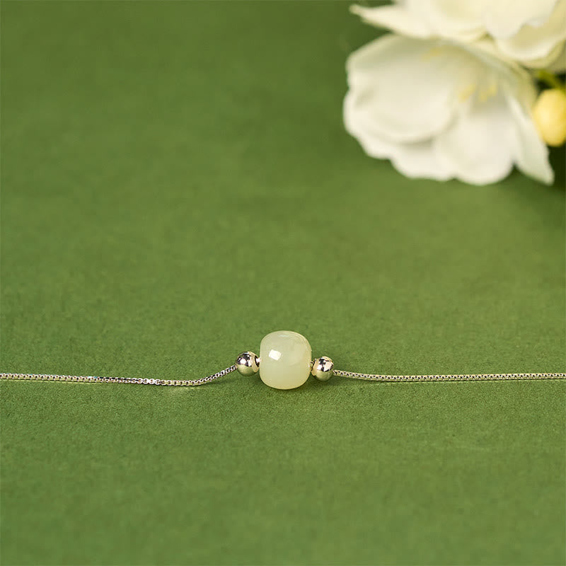 925 Sterling Silver Natural Jade Bead Abundance Chain Bracelet - Image 21