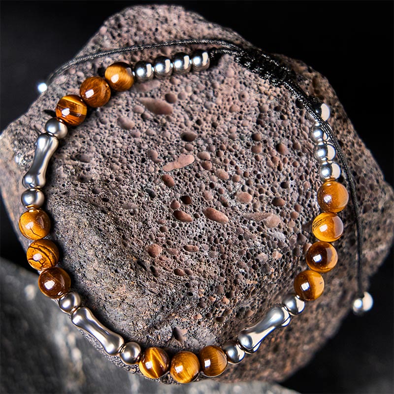 Cute Bone Pattern Tiger Eye Courage Beads Bracelet - Image 3