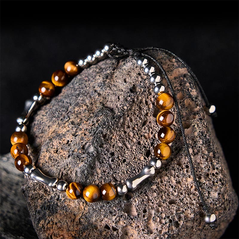 Cute Bone Pattern Tiger Eye Courage Beads Bracelet