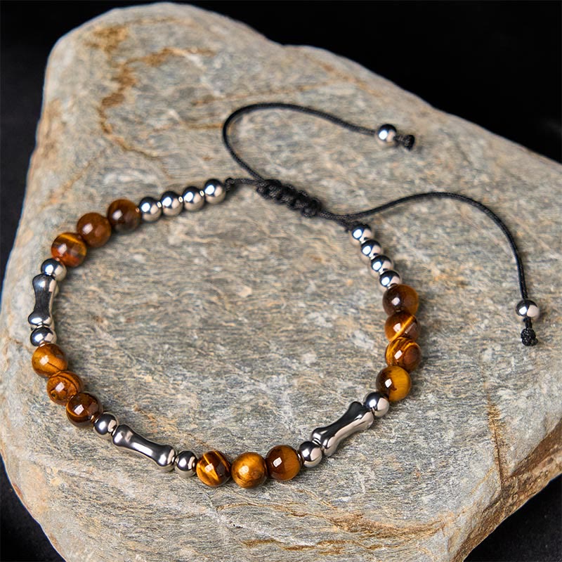 Cute Bone Pattern Tiger Eye Courage Beads Bracelet - Image 4