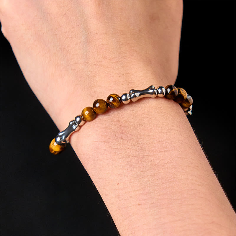 Cute Bone Pattern Tiger Eye Courage Beads Bracelet - Image 5