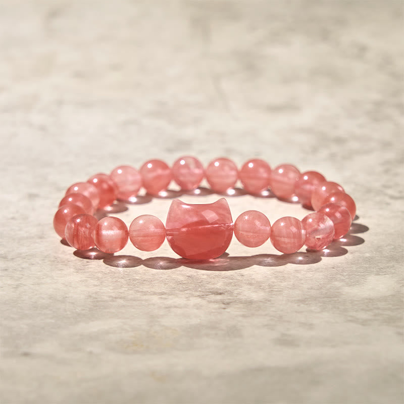 Lovely Cat Head Red Agate Spiritual Beads Bracelet - Image 5
