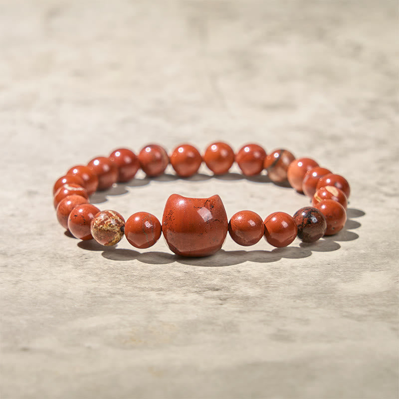 Faceless Cat Head Design Red Turquoise Luck Bracelet - Image 5