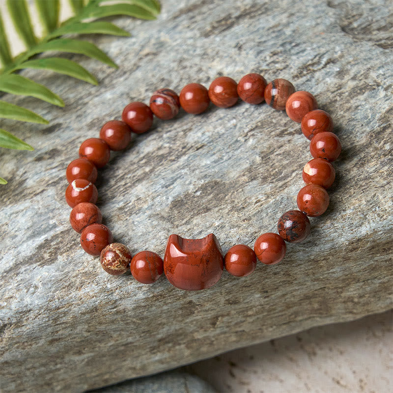 Faceless Cat Head Design Red Turquoise Luck Bracelet - Image 8