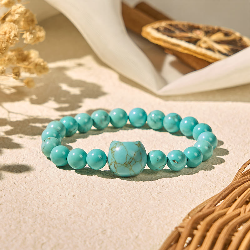 Natural Cat Turquoise Strength Beads Bracelet - Image 3