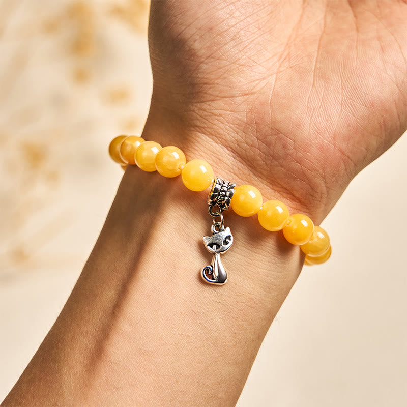 Orange Tabby Cat Yellow Chalcedony Positivity Bracelet - Image 5