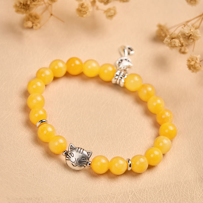 Orange Tabby Cat Yellow Chalcedony Positivity Bracelet - Image 4