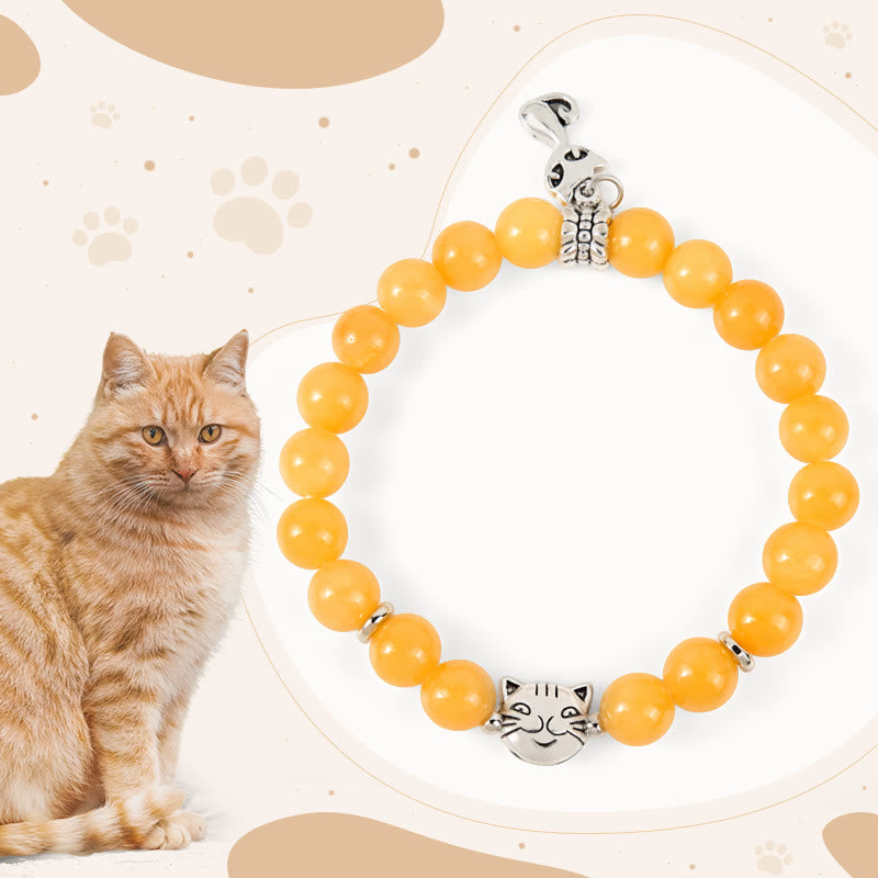 Orange Tabby Cat Yellow Chalcedony Positivity Bracelet