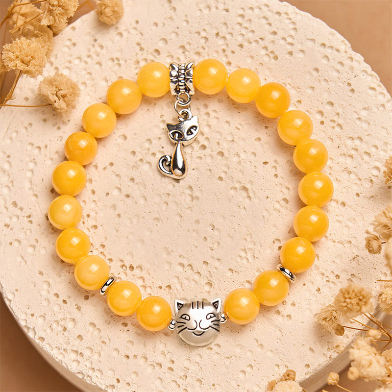 Orange Tabby Cat Yellow Chalcedony Positivity Bracelet - Image 3