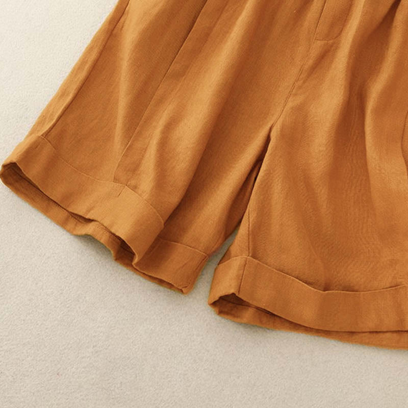 Casual Solid Color Women's Cotton Shorts With Pockets - Image 4