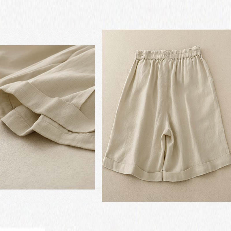 Casual Solid Color Women's Cotton Shorts With Pockets - Image 11