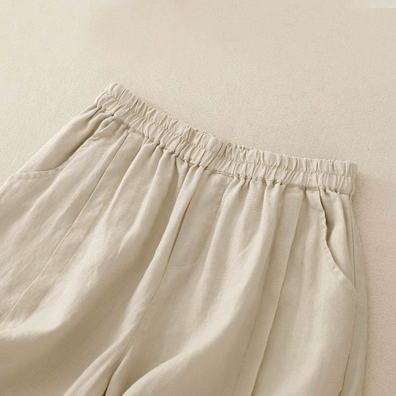 Casual Solid Color Women's Cotton Shorts With Pockets - Image 8