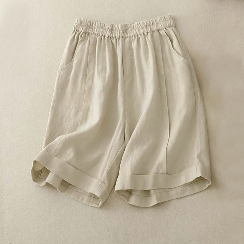 Casual Solid Color Women's Cotton Shorts With Pockets - Image 7