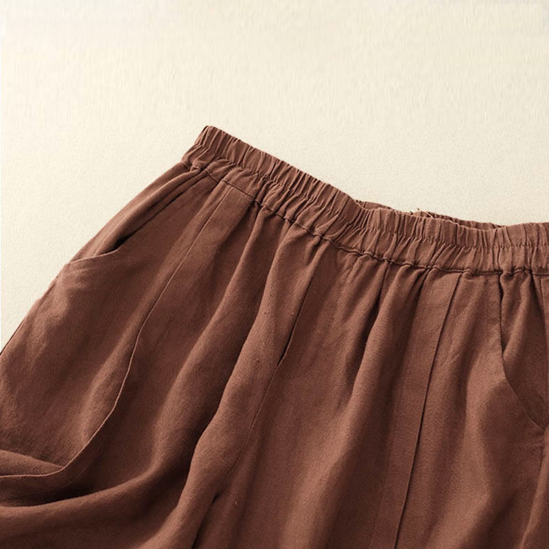 Casual Solid Color Women's Cotton Shorts With Pockets - Image 15