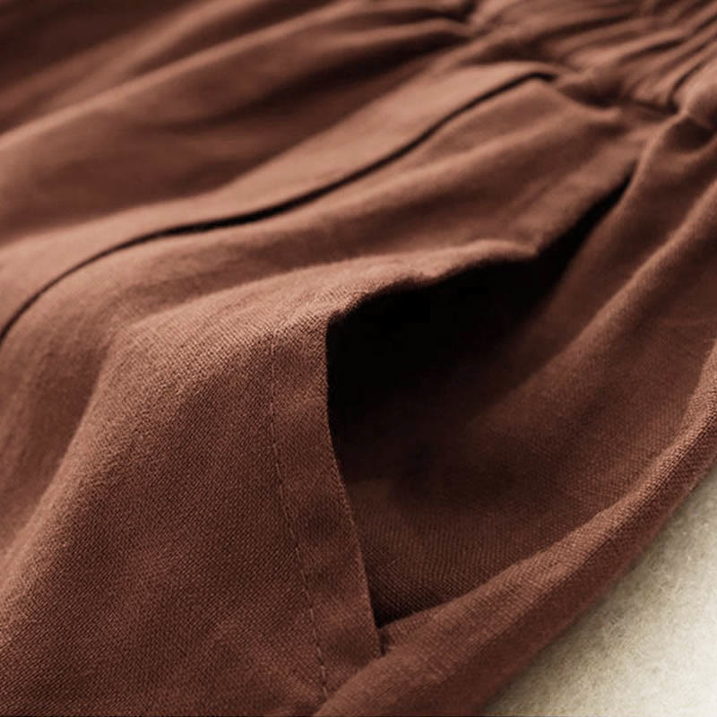 Casual Solid Color Women's Cotton Shorts With Pockets - Image 18